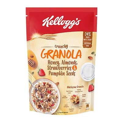  Kelloggs Crunchy Granola - Honey, Almonds, Strawberries & Pumpkin Seeds 450 g Pouch