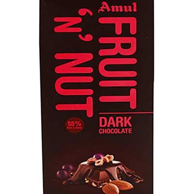  Amul Fruit N Nut, Dark Chocolate- 55% Rich In Cocoa 150 g Carton