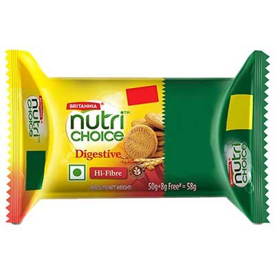  Britannia Nutri Choice - Hi Fibre Digestive Biscuits 50 g + 8 g Free Pouch