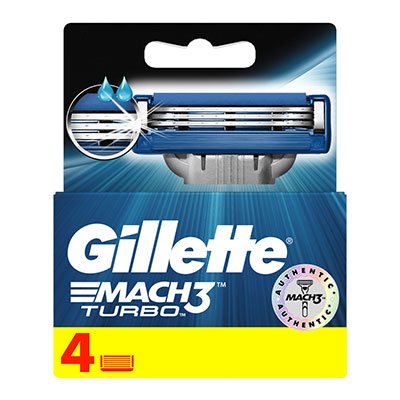  Gillette Mach3 Turbo Manual Shaving Razor Blades Cartridge 4 pcs