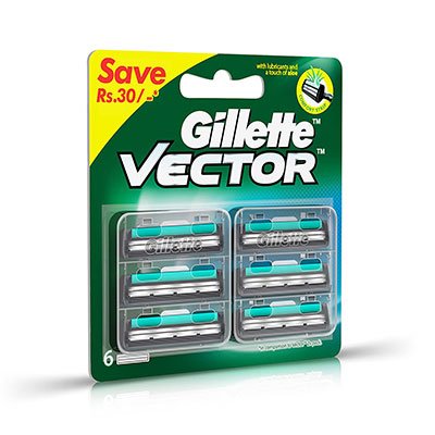  Gillette Vector Plus - Manual Shaving Razor Blades Cartridge 6 pcs