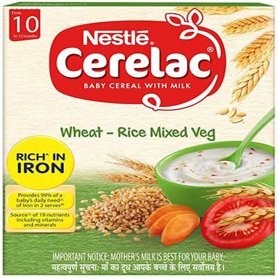  Nestle Cerelac Baby Cereal With Milk, Wheat-Rice Mixed Veg - From 10 Months 300 g Bag-In-Box