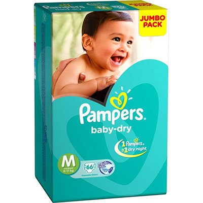  Pampers Baby Dry Medium (6-11 kg) - 66 Diapers 66 pcs