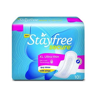  STAYFREE Sanitary Pads - Secure Xl Ultra-Thin, with Wings 10 pads