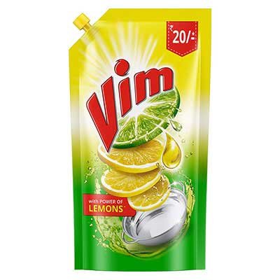  Vim Dishwash Liquid Gel - Lemon 155 ml Pouch