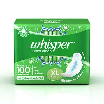  Whisper Sanitary Pads - Extra Large Wings, Ultra 8 pcs