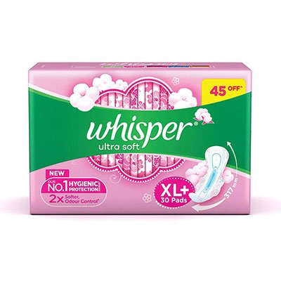  Whisper Ultra Soft Air Fresh Sanitary Pads - XL Plus 30 pcs